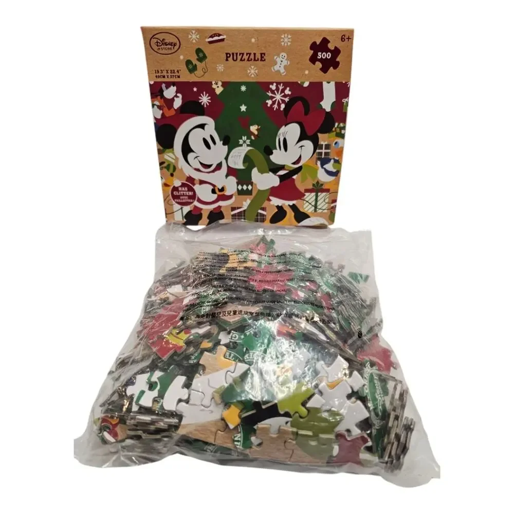 Disney Store Christmas Mickey & Minnie 500 Piece Puzzle Plastic Bag Sealed New